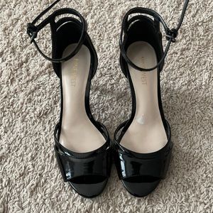Black Patent Peep-Toe Sandal